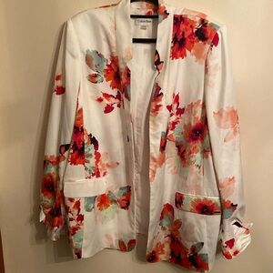 Calvin Klein Jacket Open Front Long Bell Hem Adjustable Tie Sleeves  Size 24W
